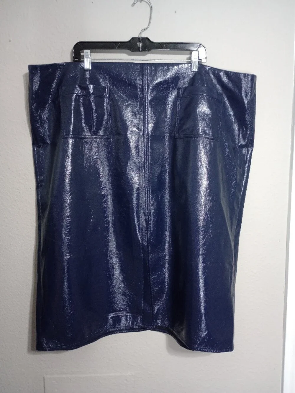 J. Crew Plus Size Patch-pocket No.3 Pencil skirt in textured faux patent leather